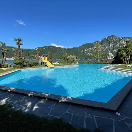 Luganersee, Pool, Strand, Parkplatz, Suite 204 Bissone Exteriör bild