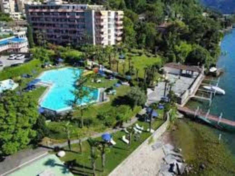 Luganersee, Pool, Strand, Parkplatz, Suite 204 Bissone Exteriör bild