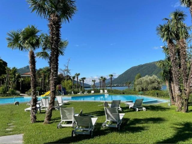 Luganersee, Pool, Strand, Parkplatz, Suite 204 Bissone Exteriör bild