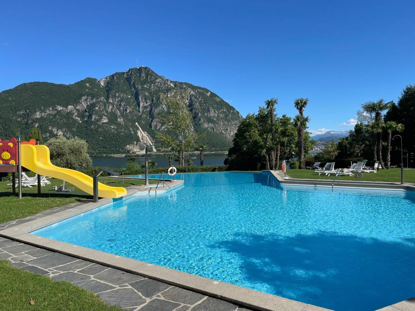 Luganersee, Pool, Strand, Parkplatz, Suite 204 Bissone Exteriör bild