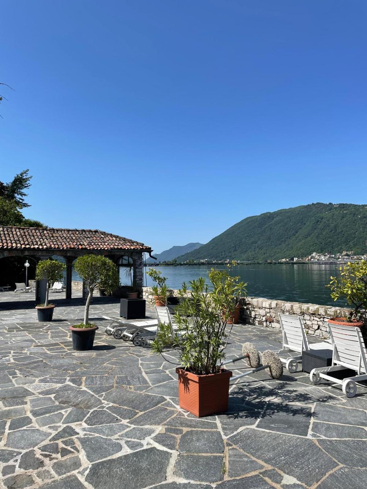 Luganersee, Pool, Strand, Parkplatz, Suite 204 Bissone Exteriör bild