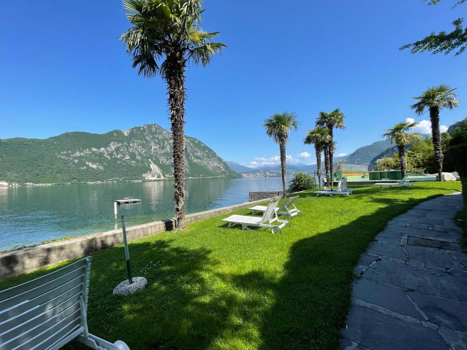 Luganersee, Pool, Strand, Parkplatz, Suite 204 Bissone Exteriör bild